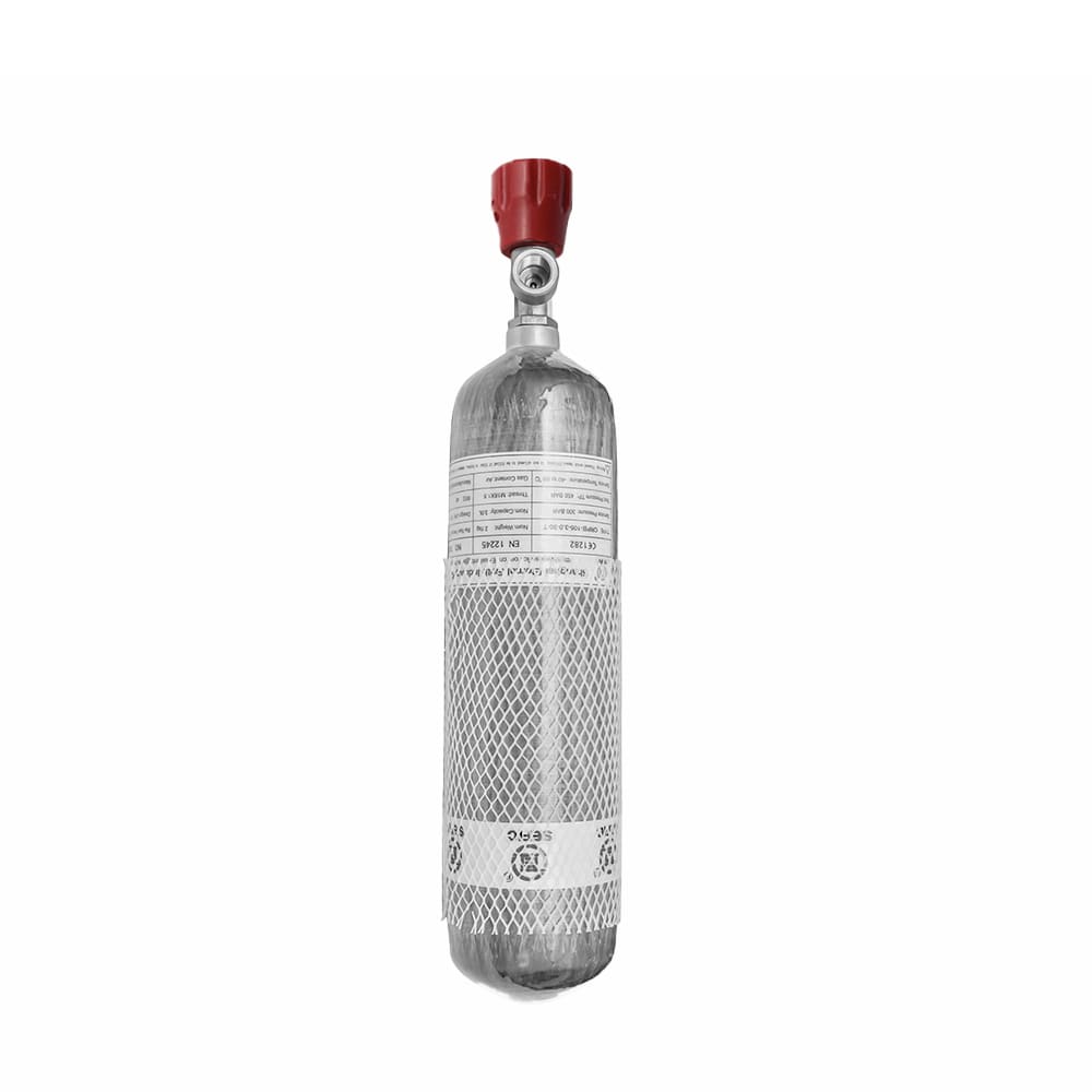 4.7L Carbon Fiber Gas Cylinder — with Red manometer valve (4.7L / 4500psi)